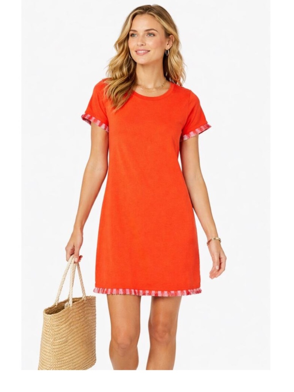 Spartina 449 Dress Island Fringe Dress Women’s Short Sleeve Pale Blush Large - Picture 3 of 15